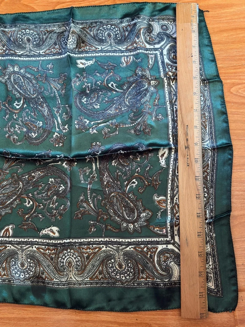 New Square Dark Green Satin Scarf-18”